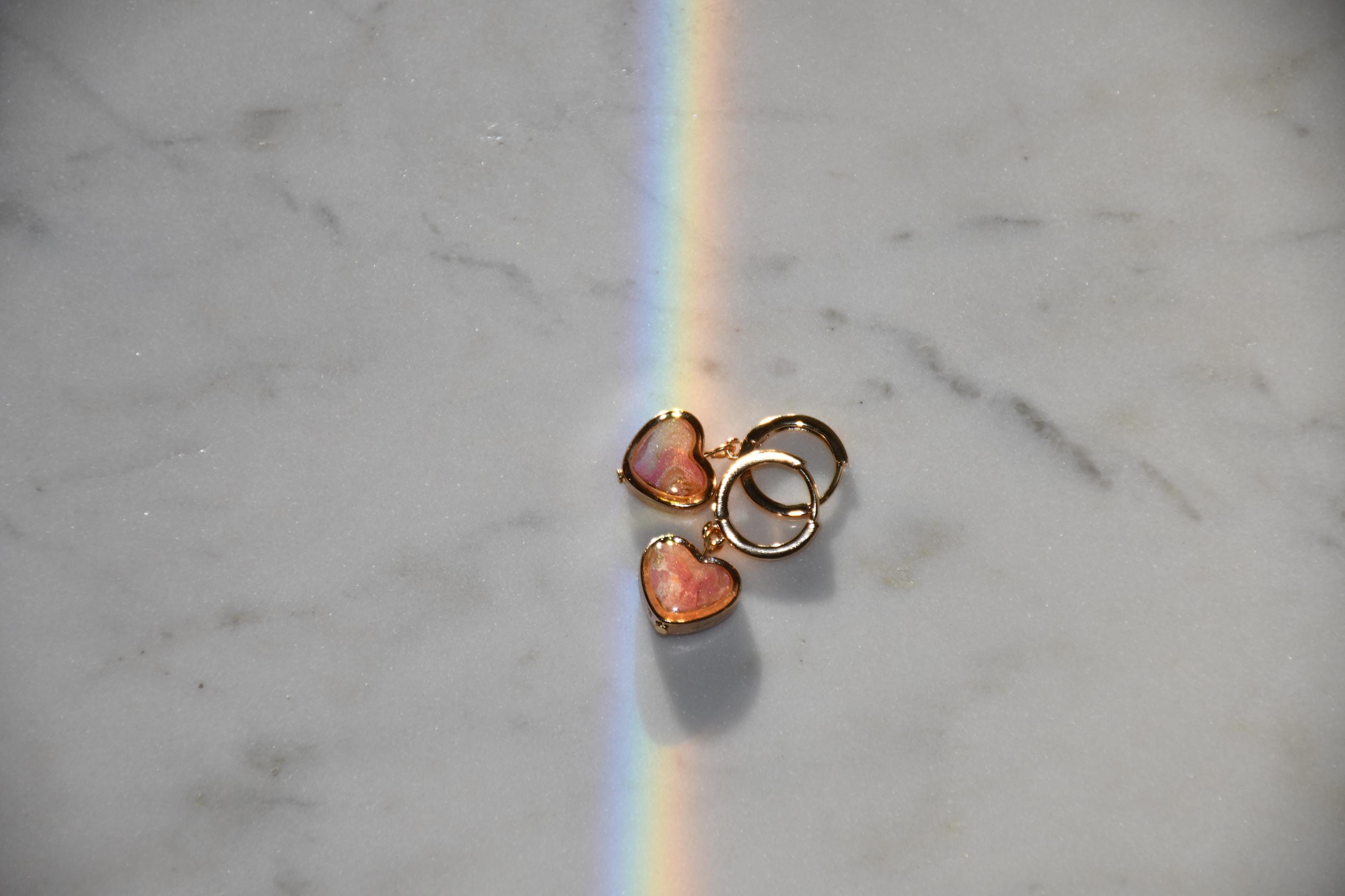 Gold Clay Heart Hoops