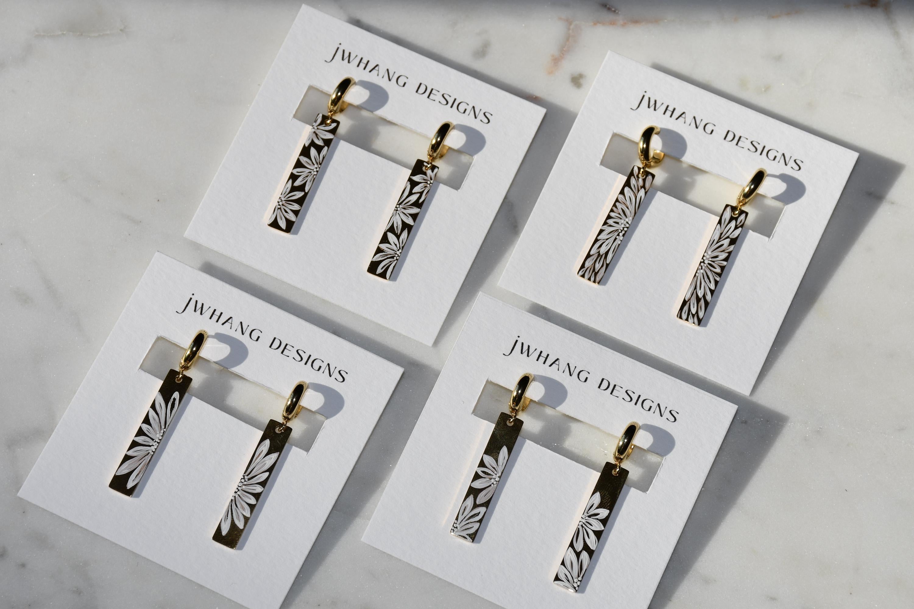 Gold Hand-Painted Bar Hoops