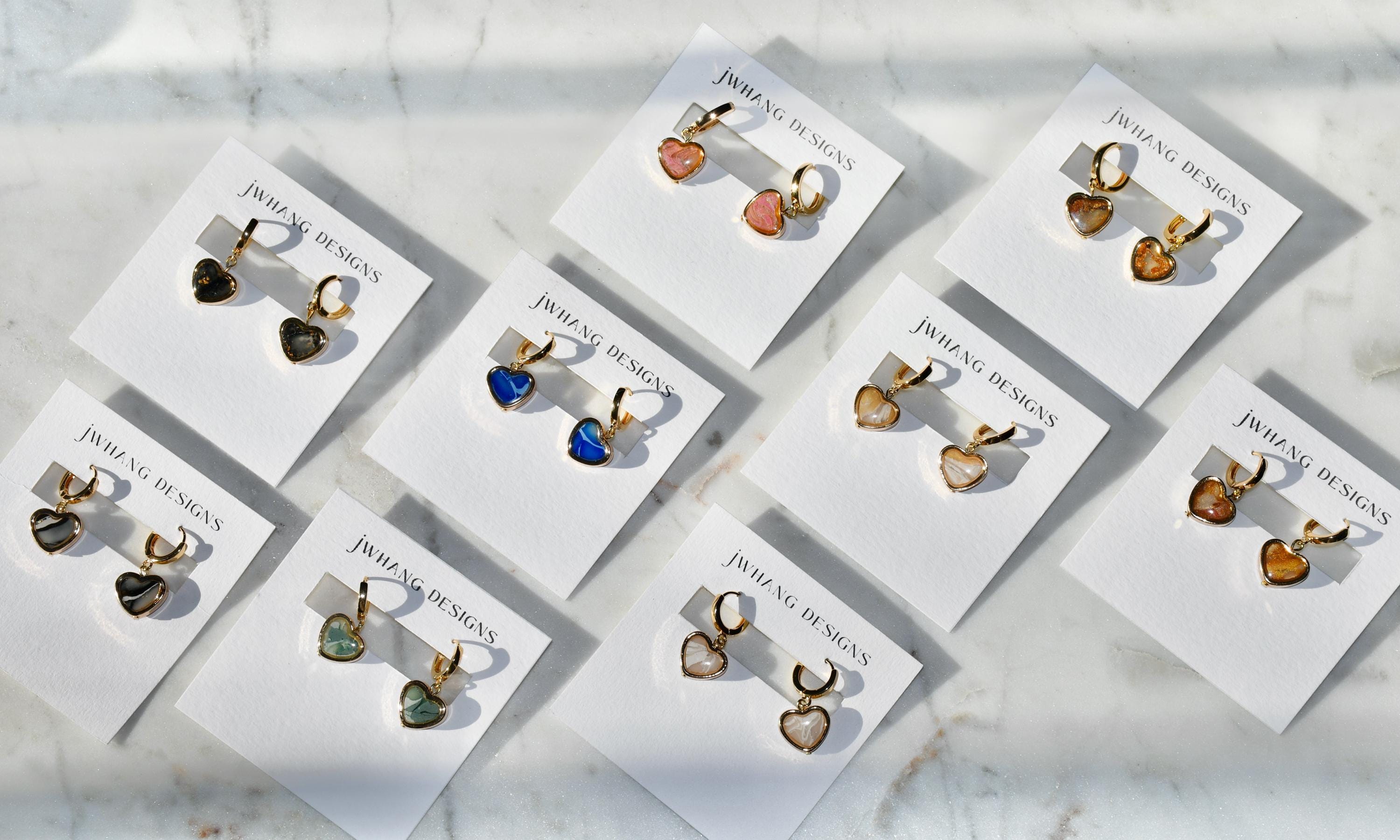 Gold Clay Heart Hoops