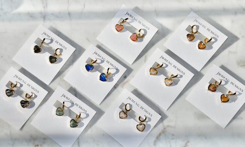 Gold Clay Heart Hoops