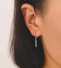 Silver Bar Dangle Hoops