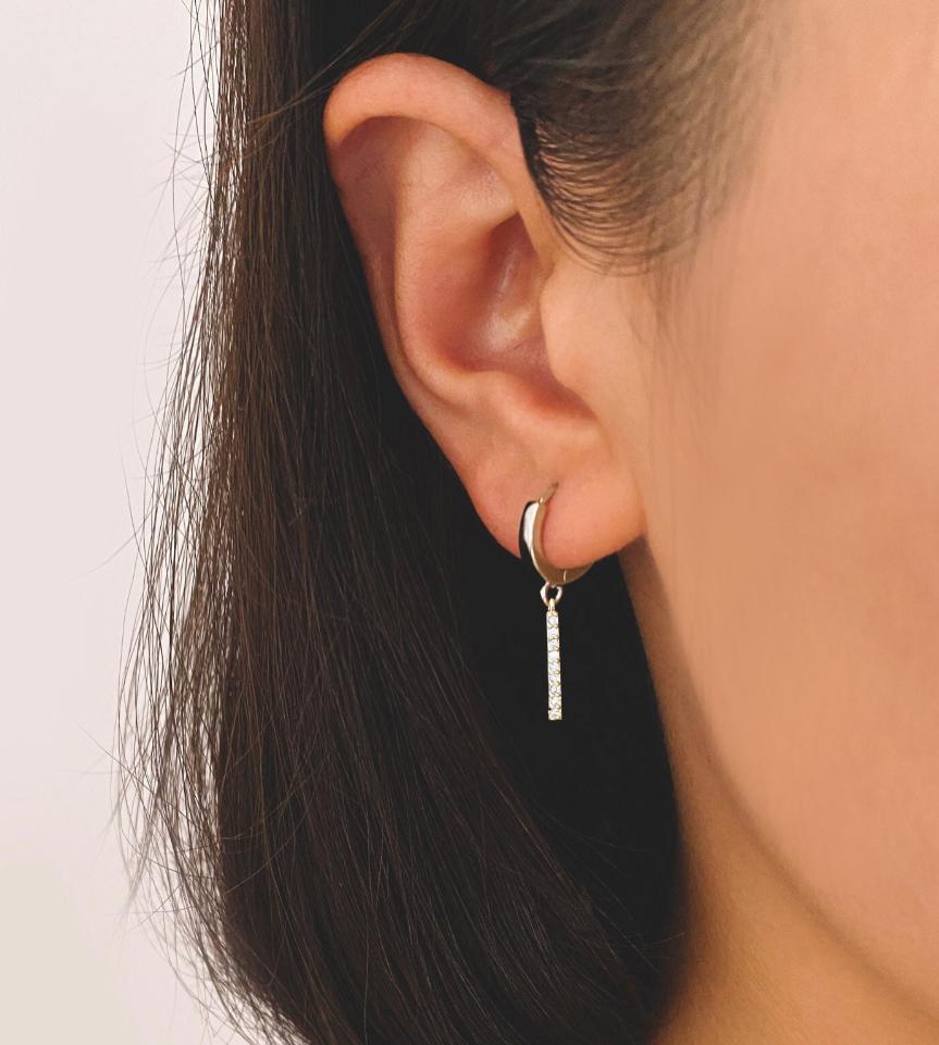 Silver Bar Dangle Hoops