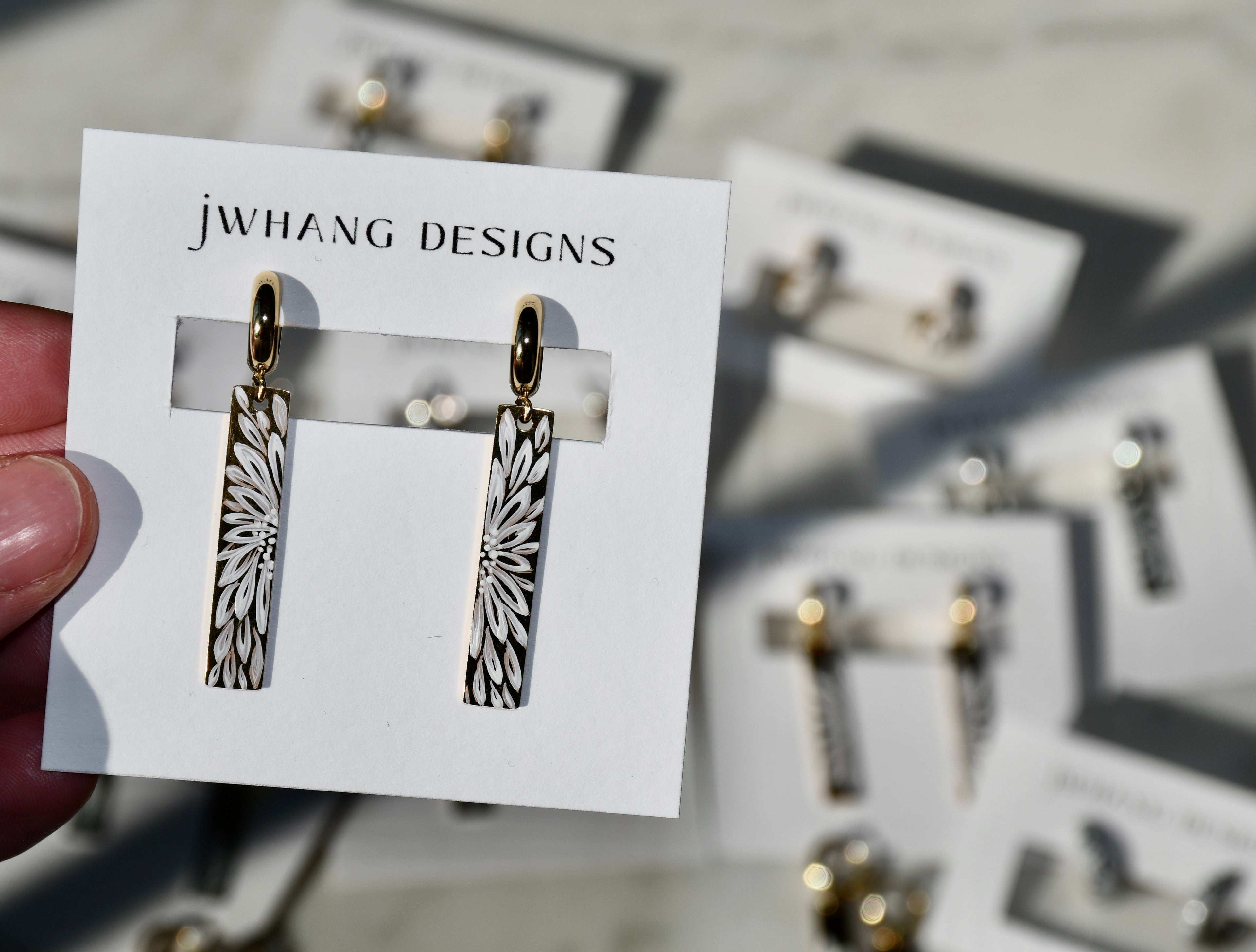 Gold Hand-Painted Bar Hoops