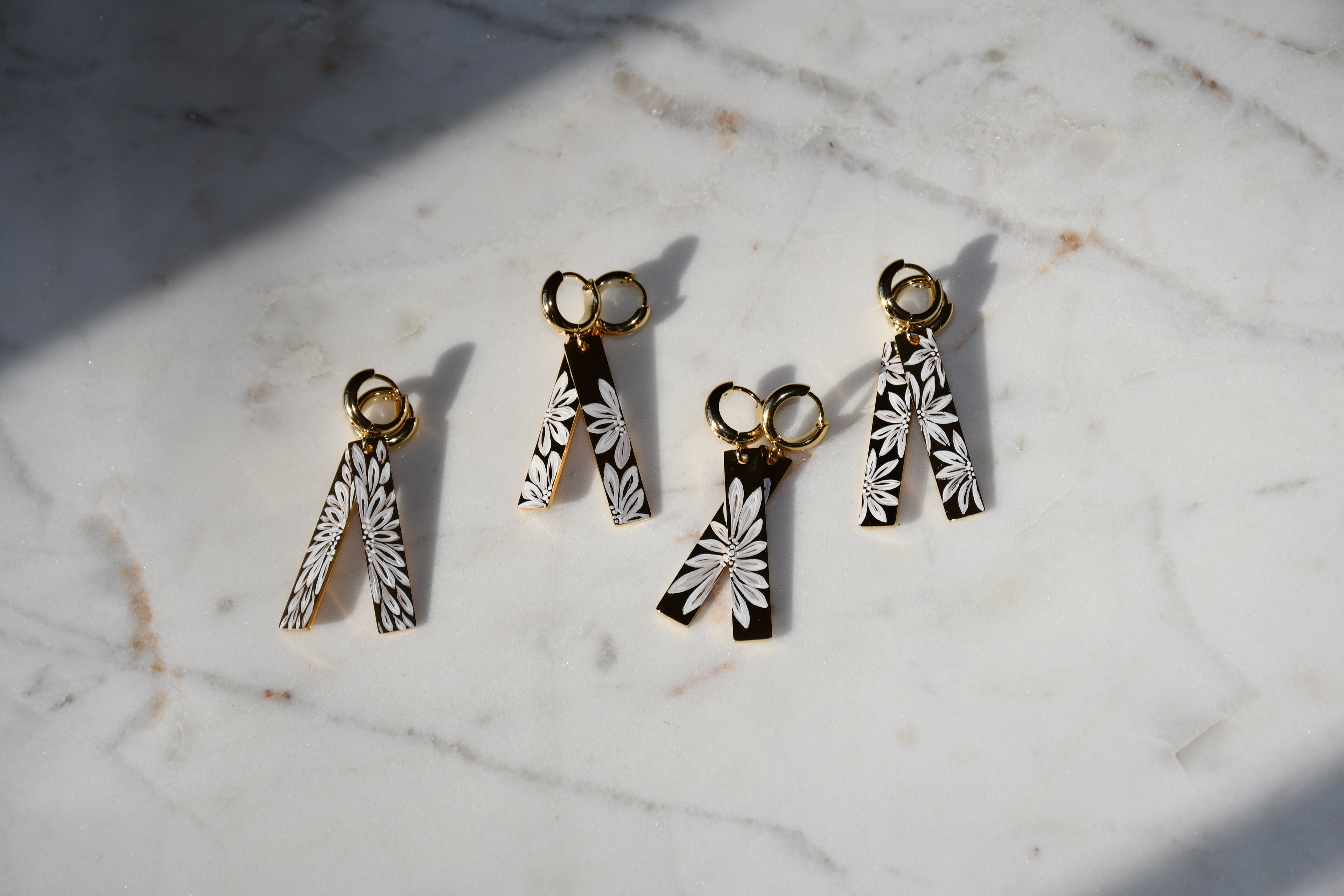 Gold Hand-Painted Bar Hoops