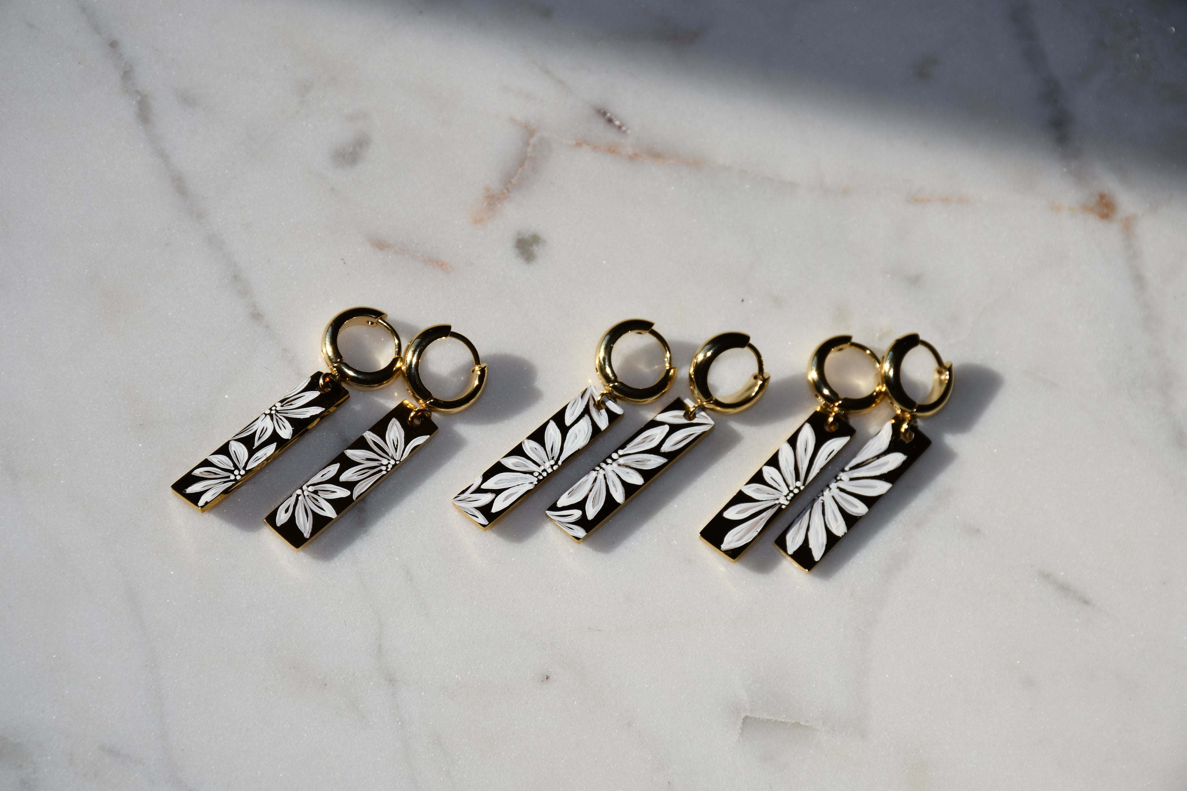 Gold Hand-Painted Bar Hoops