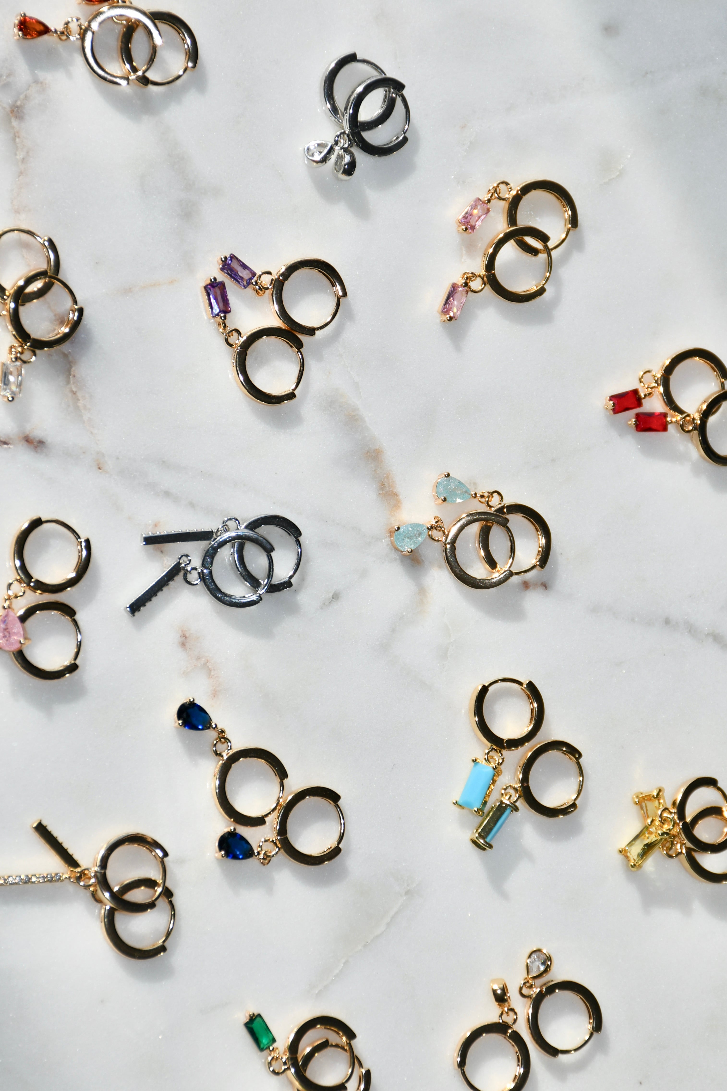 Crystal Teardrop Hoops