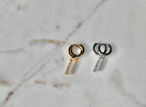 Gold Bar Dangle Hoops