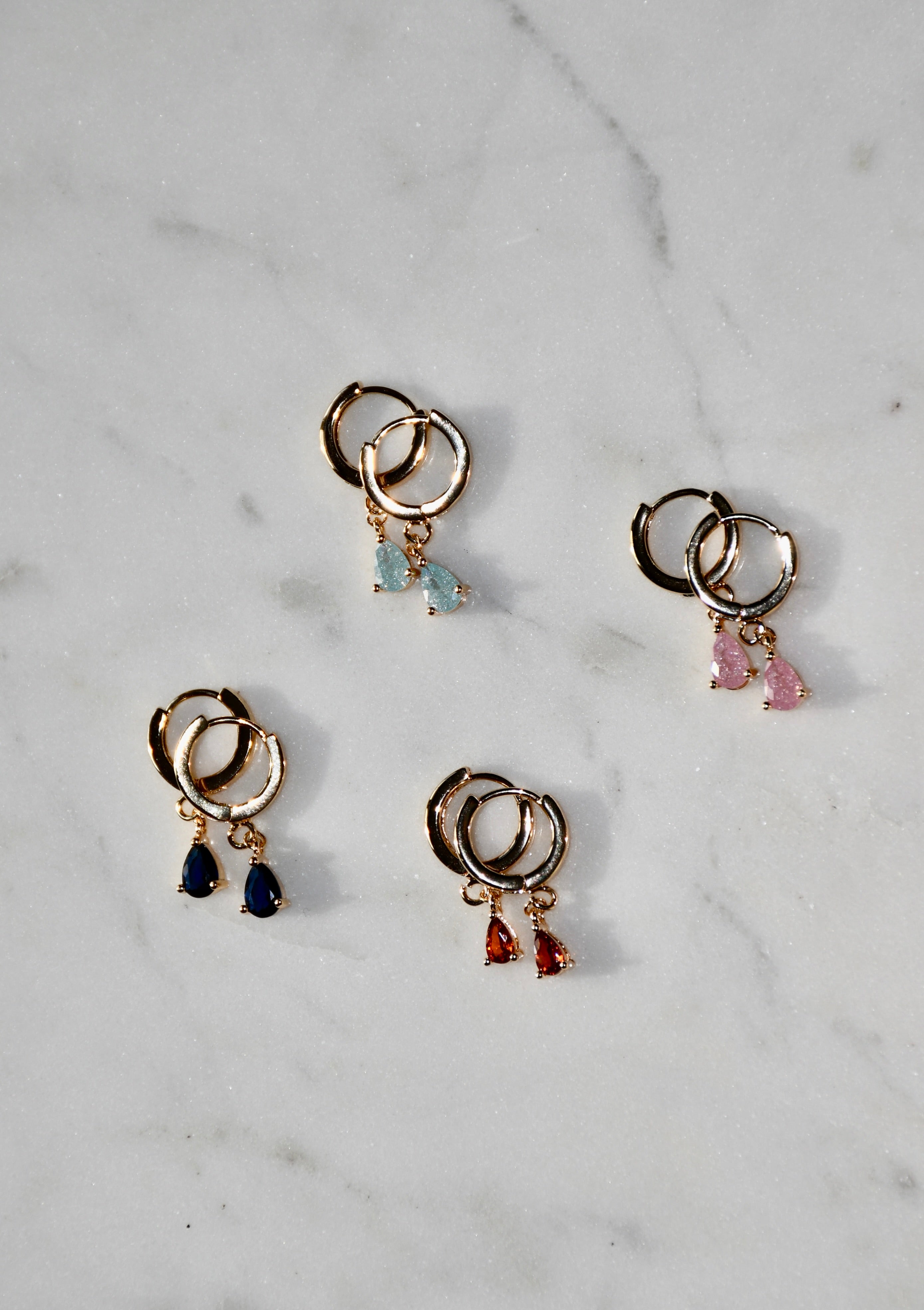 Crystal Teardrop Hoops
