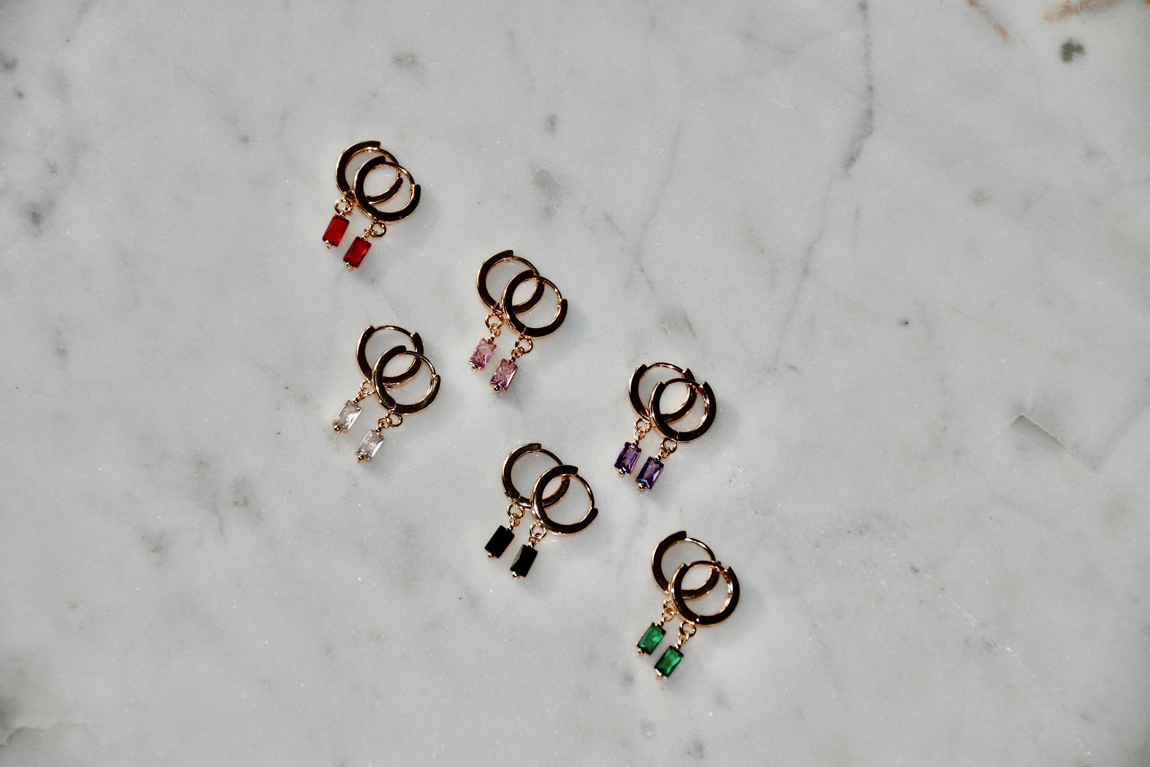Small Crystal Baguette Hoops