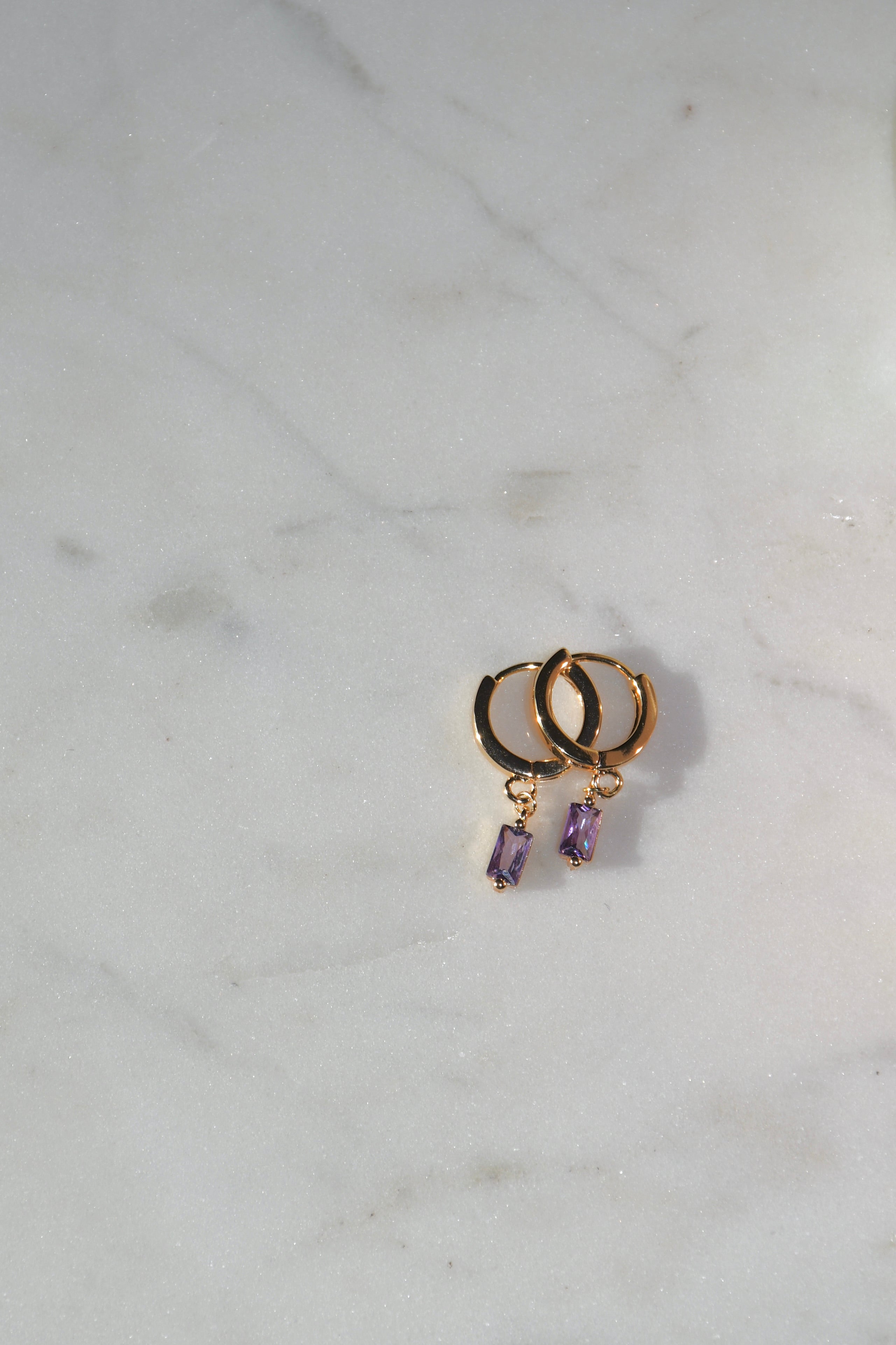 Small Crystal Baguette Hoops