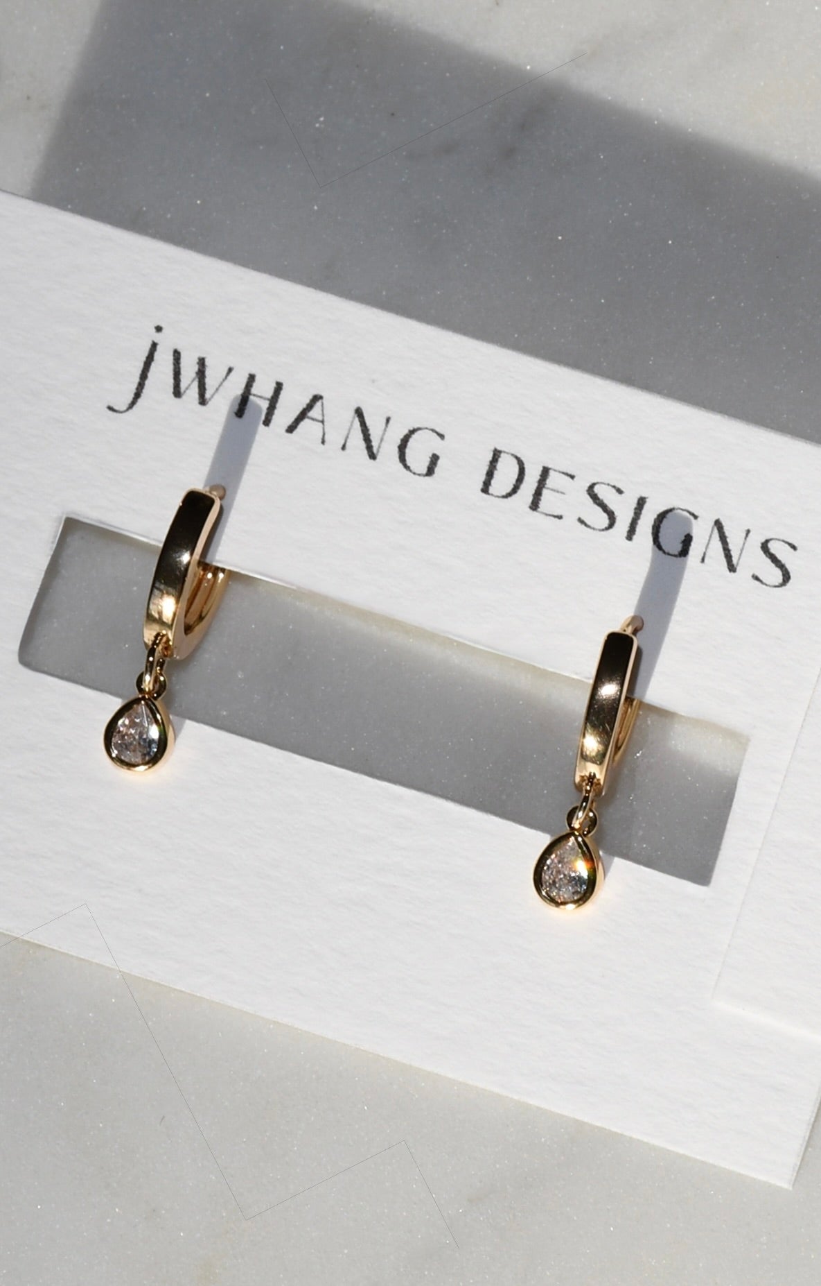 Gold Teardrop Bezel Hoops