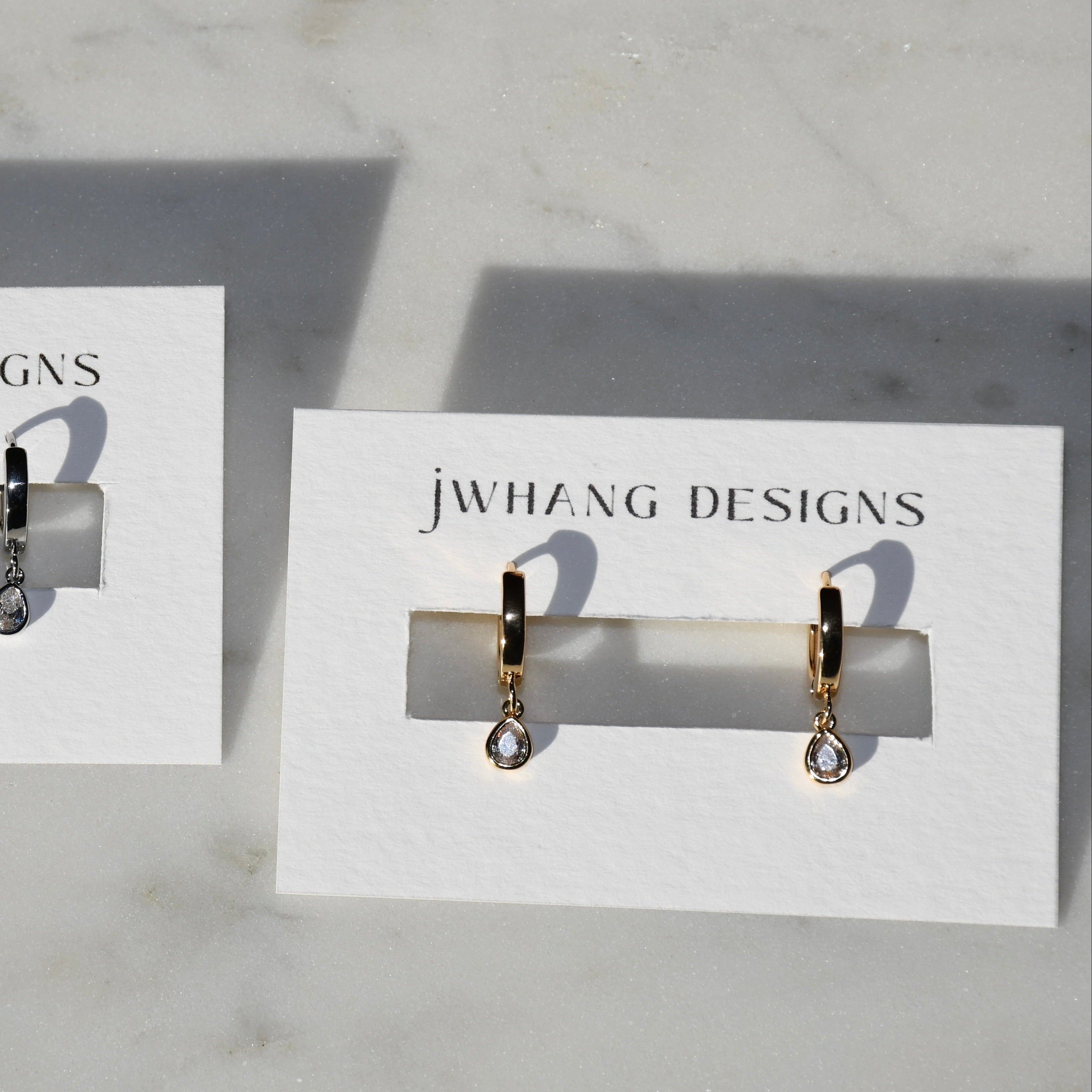 Gold Teardrop Bezel Hoops