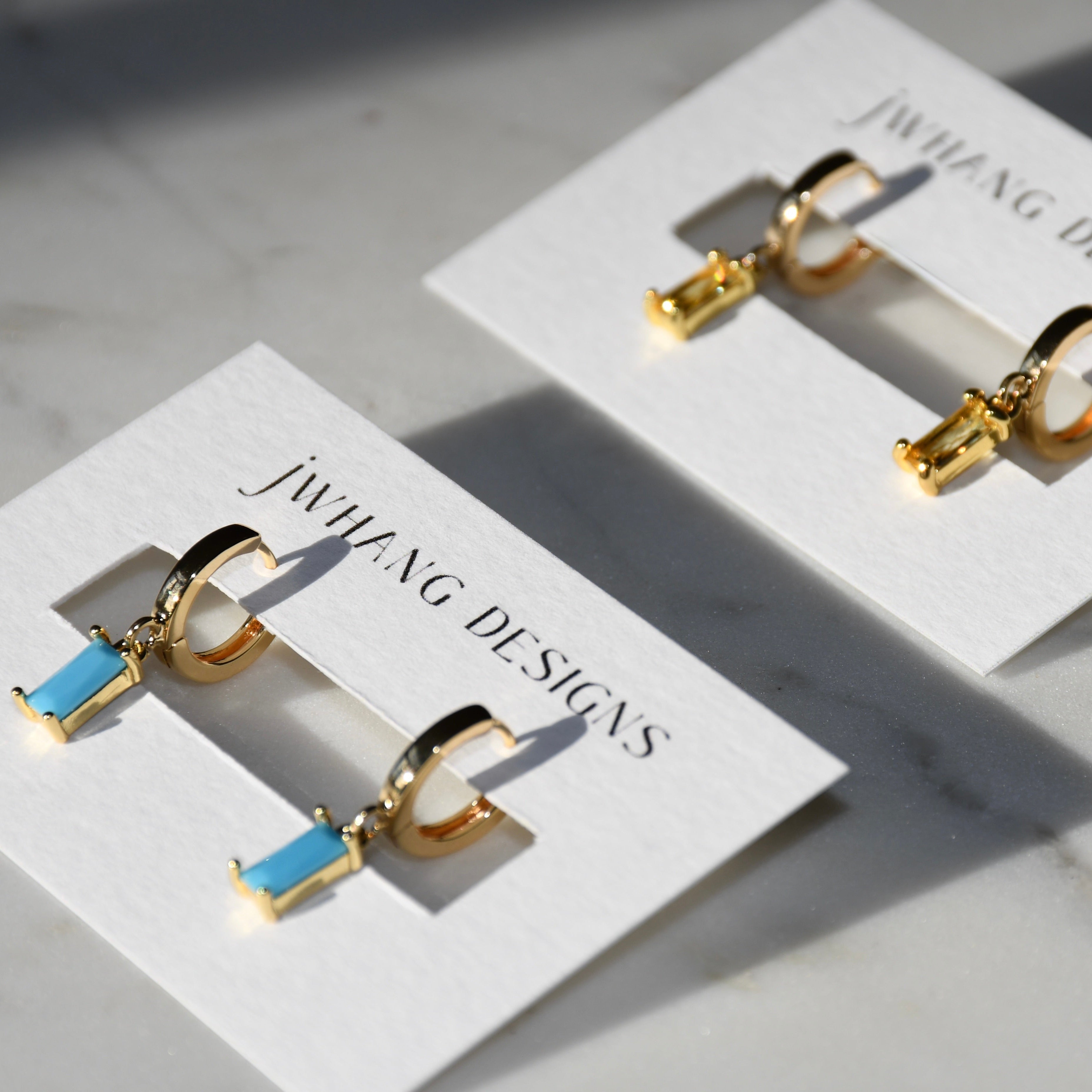Large Crystal Baguette Hoops