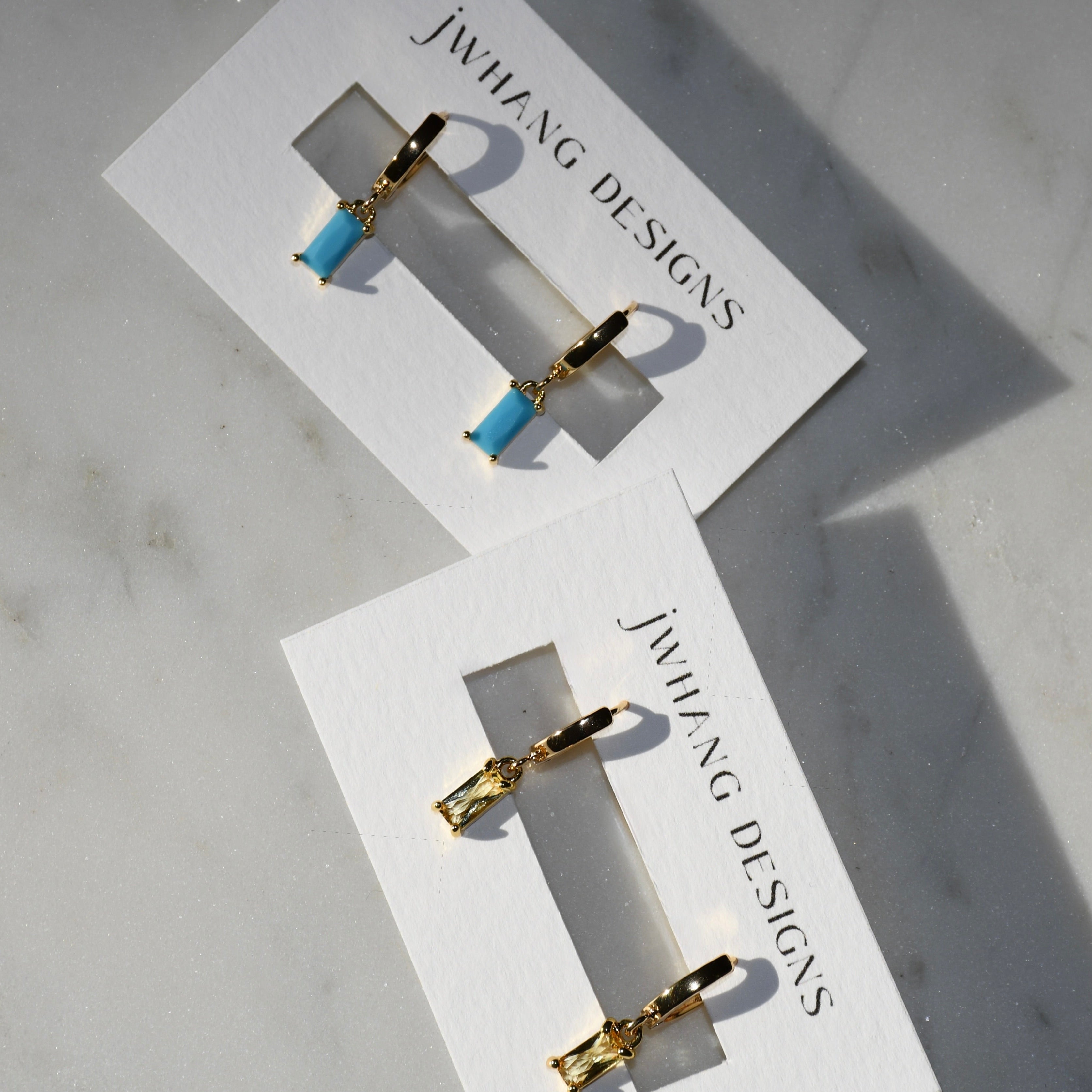 Large Crystal Baguette Hoops