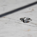 Silver Oval Clay Ring - Black & White/Size 9