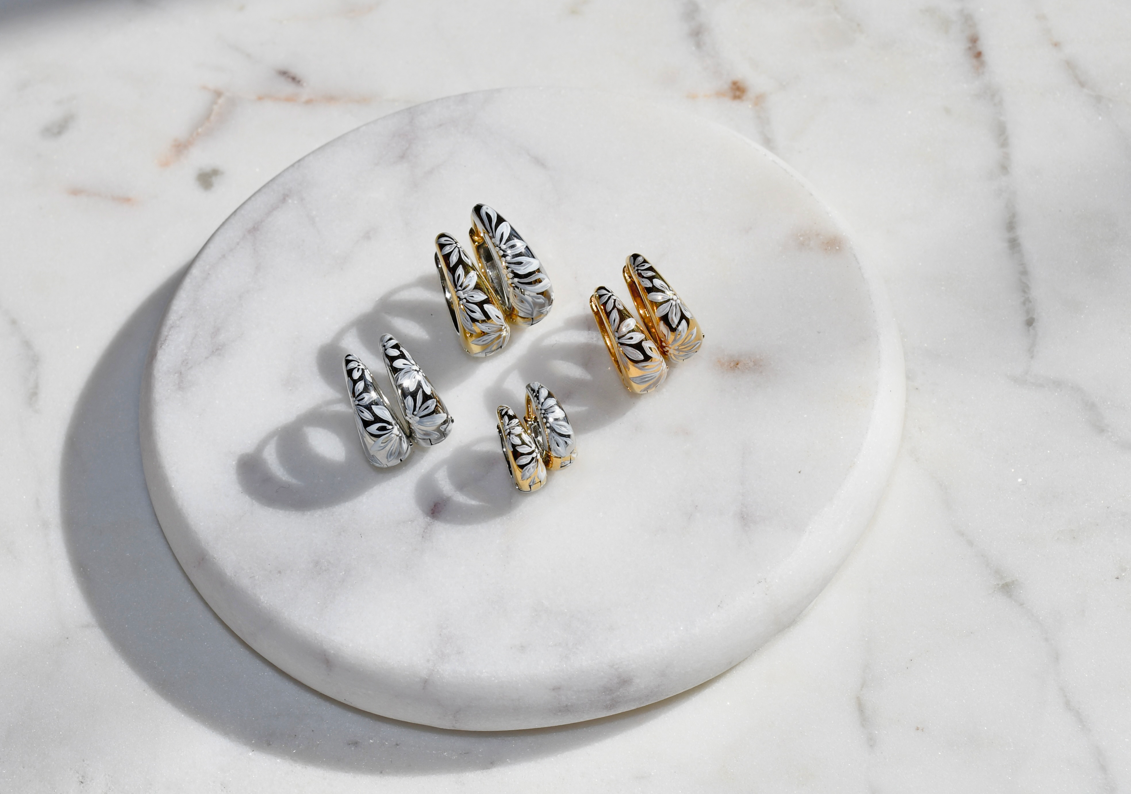 Gold Hand-Painted Taper Hoops
