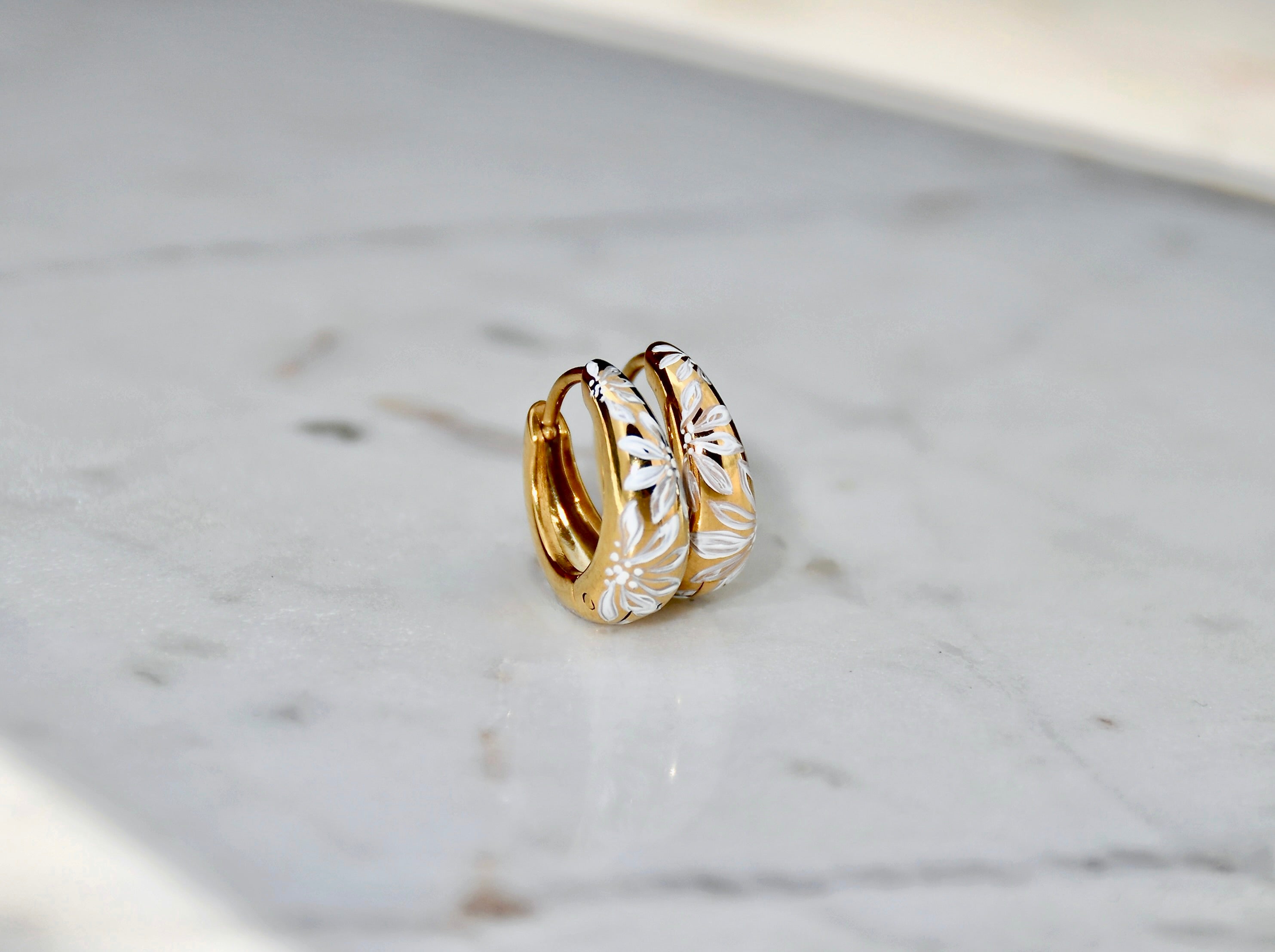 Gold Hand-Painted Taper Hoops