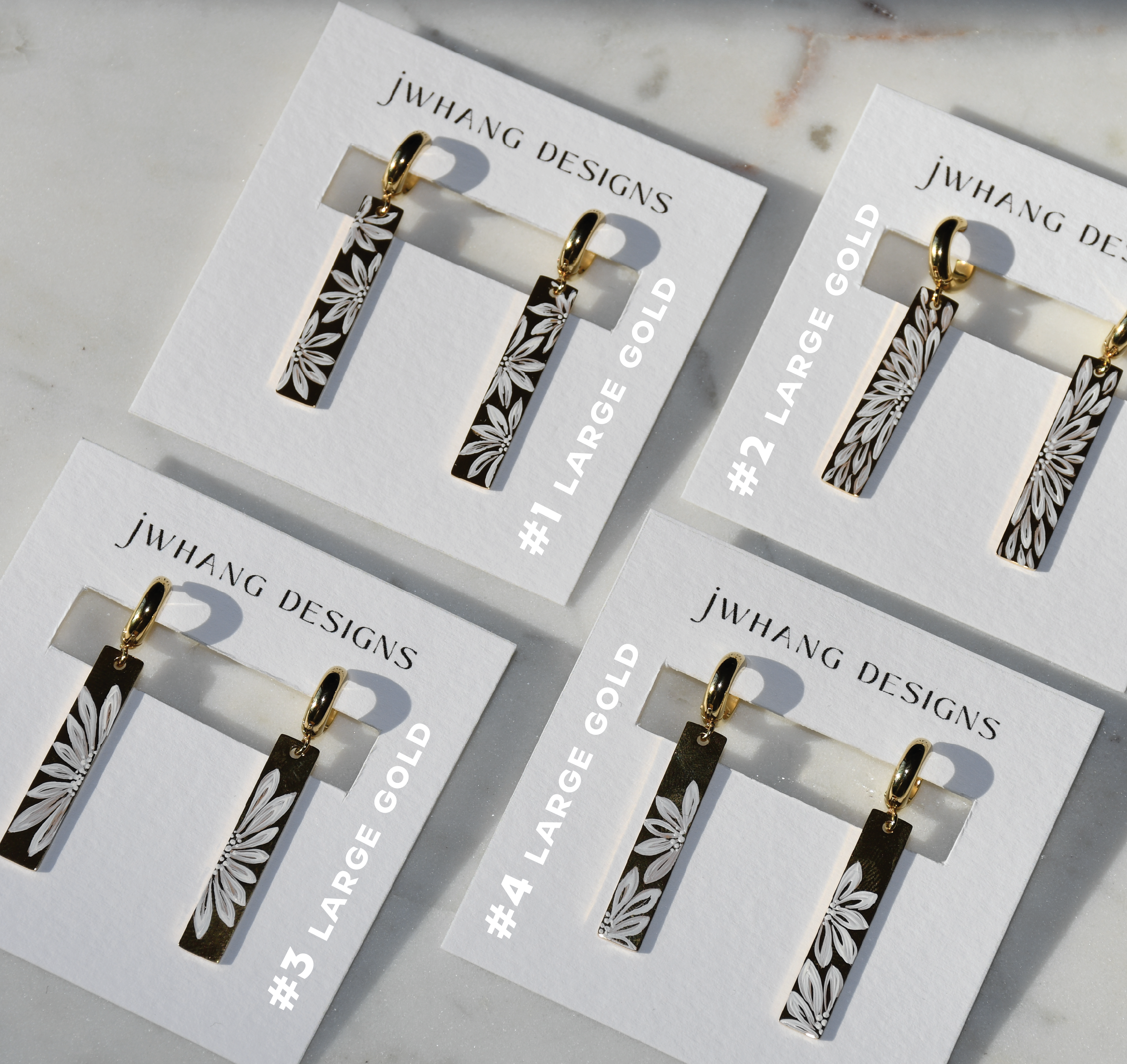 Gold Hand-Painted Bar Hoops