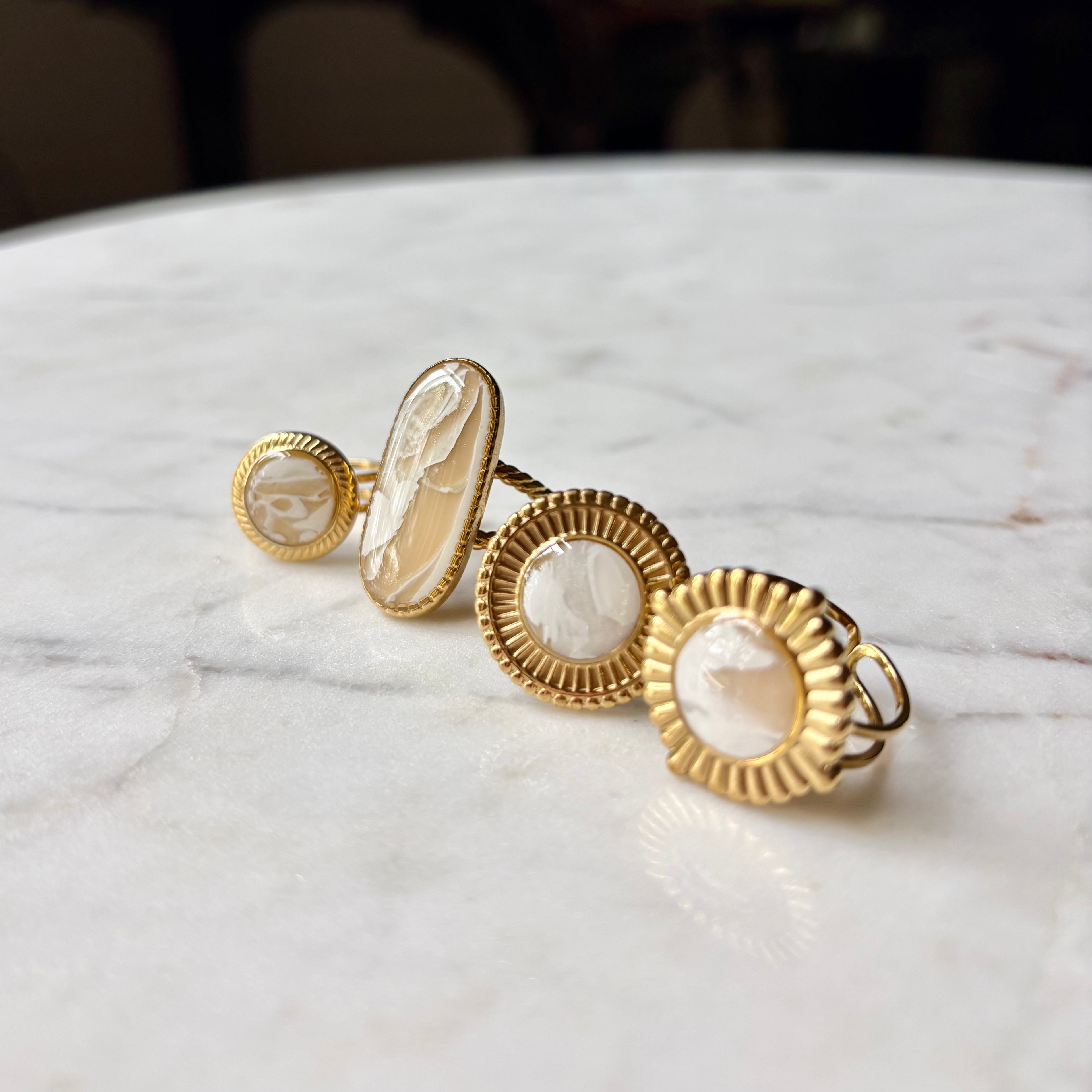 Vintage Gold Marble Sun Ring