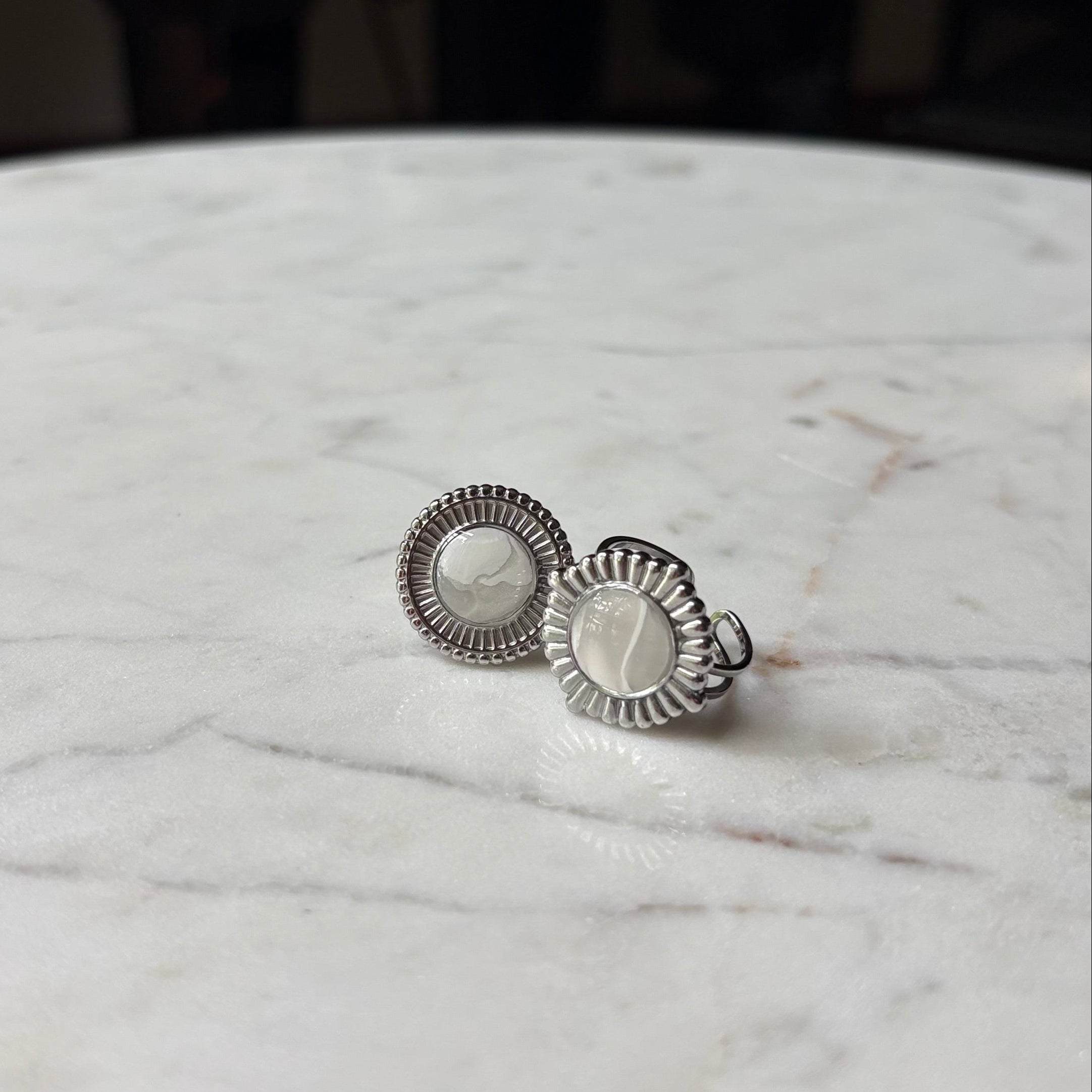 Four Point Silver Vintage Marble Ring