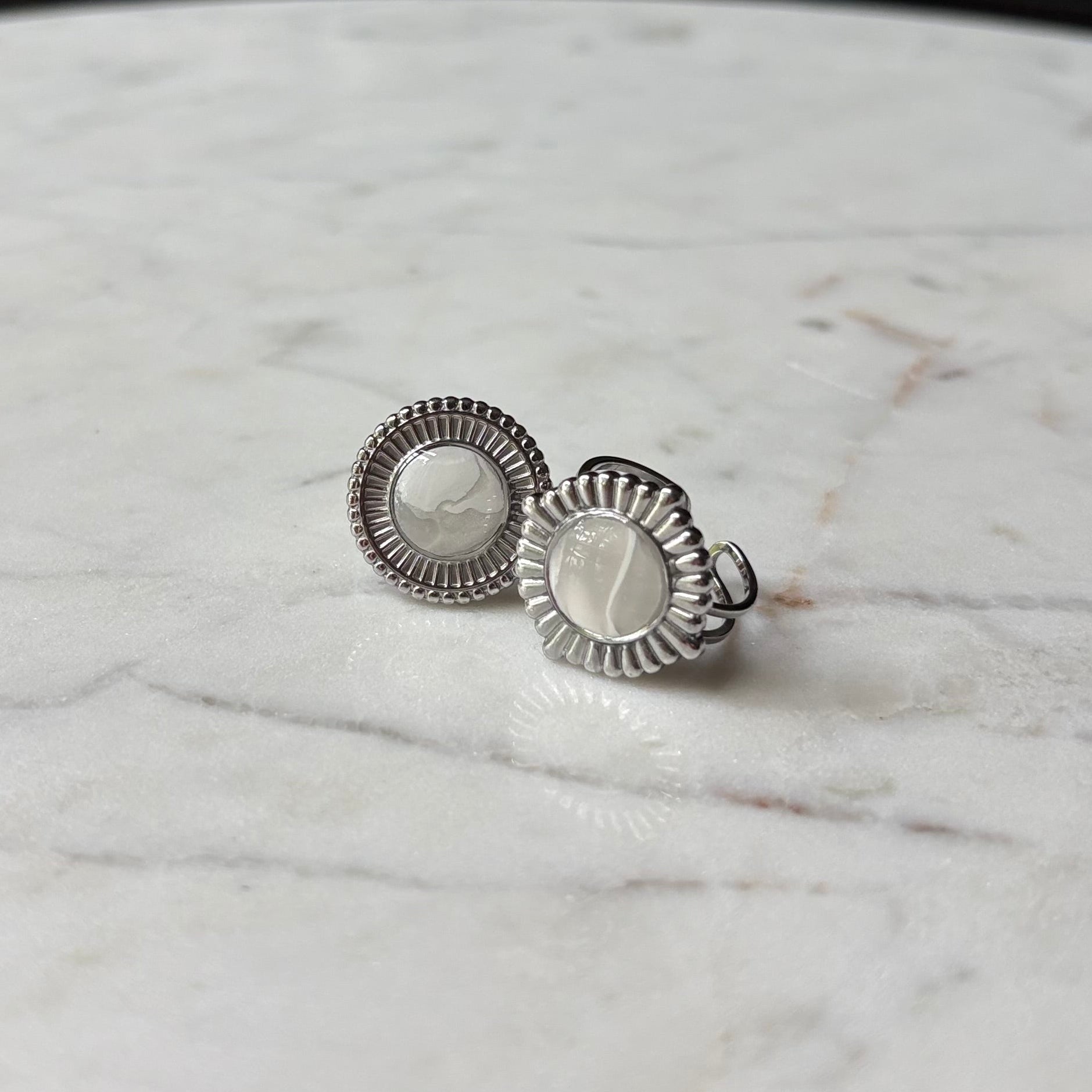 Vintage Silver Marble Sun Ring