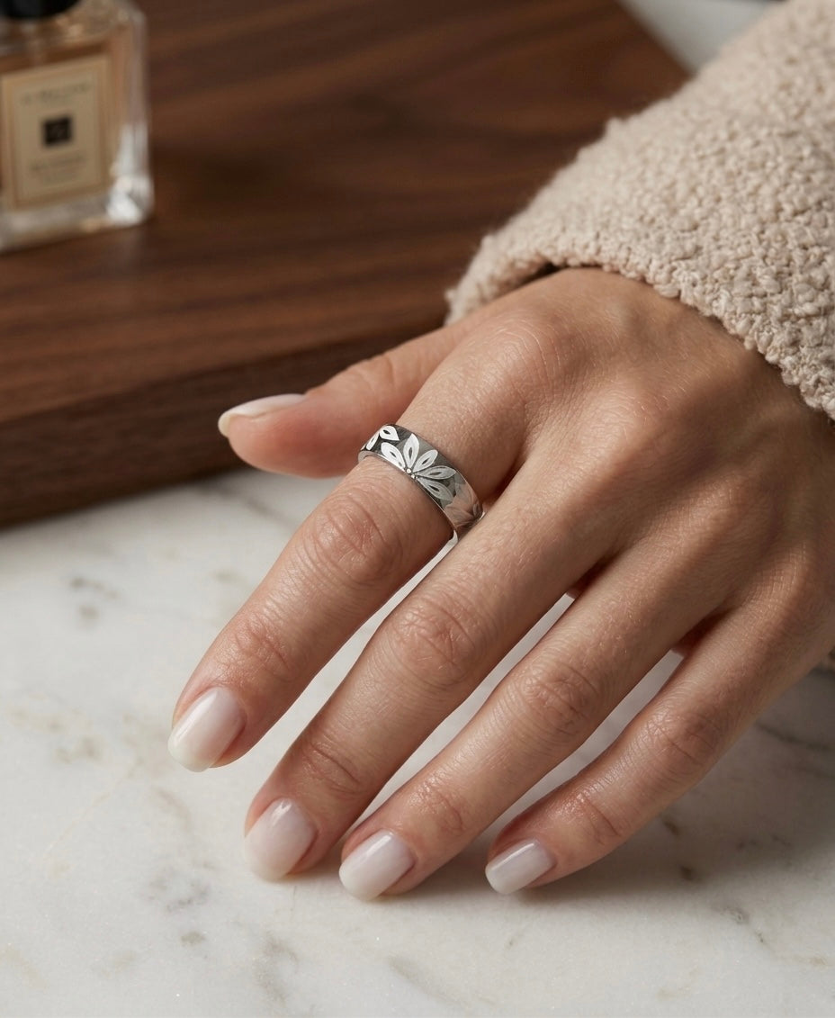 Stainless Steel Hand-Painted Ring