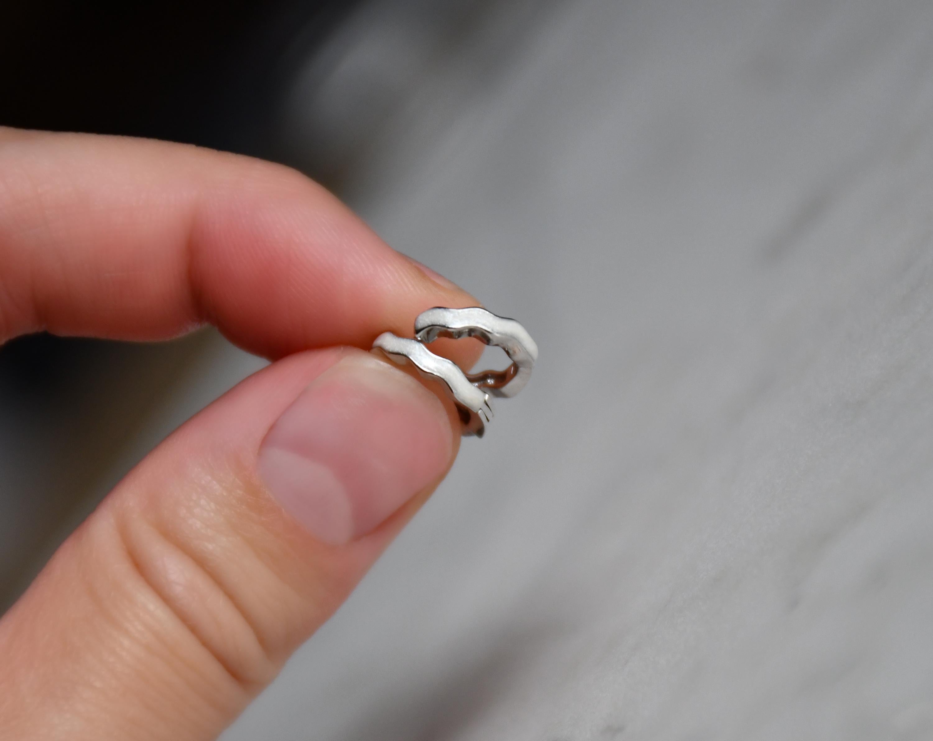 Wavy Silver Shimmer Huggies