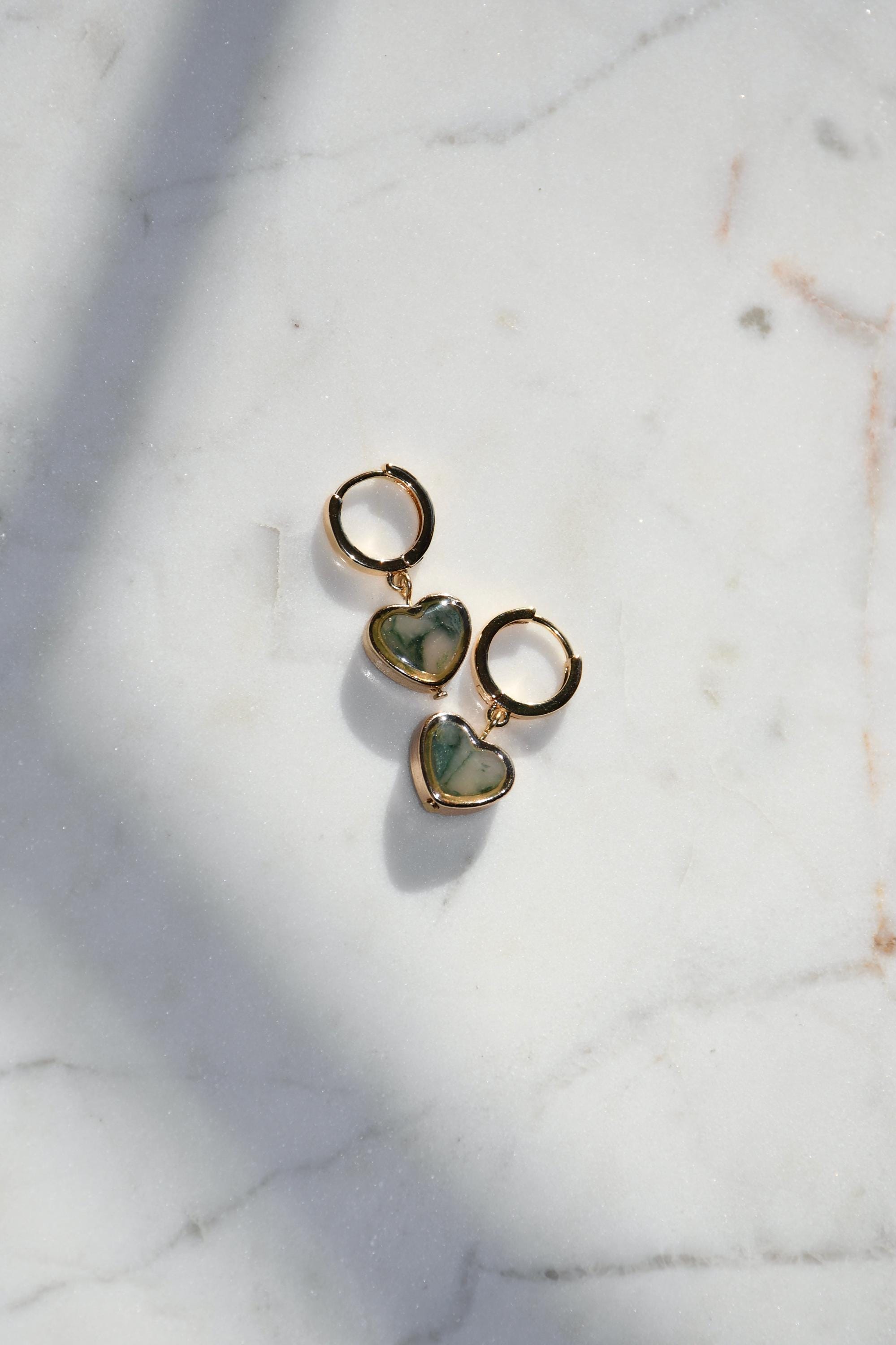 Gold Clay Heart Hoops