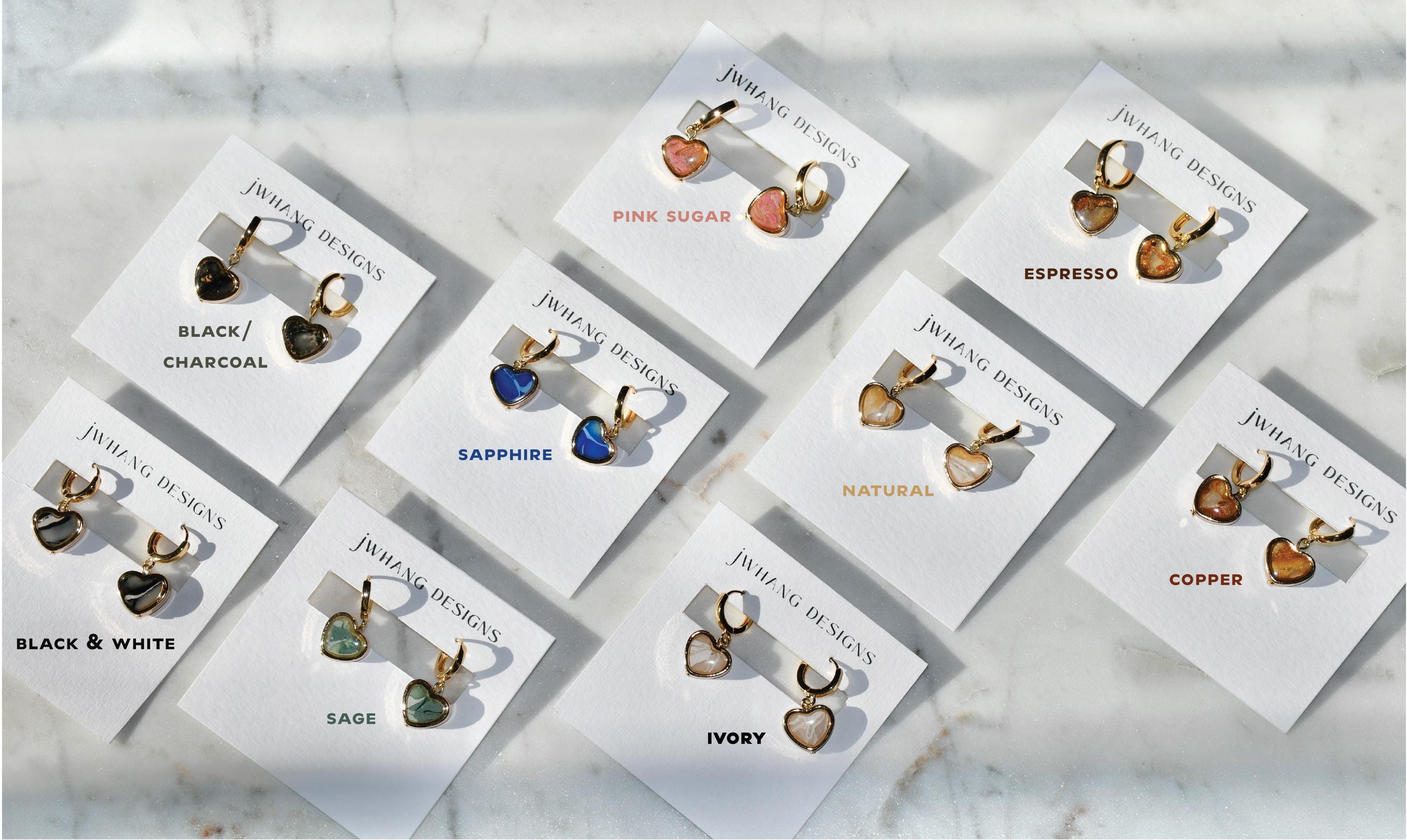 Gold Clay Heart Hoops