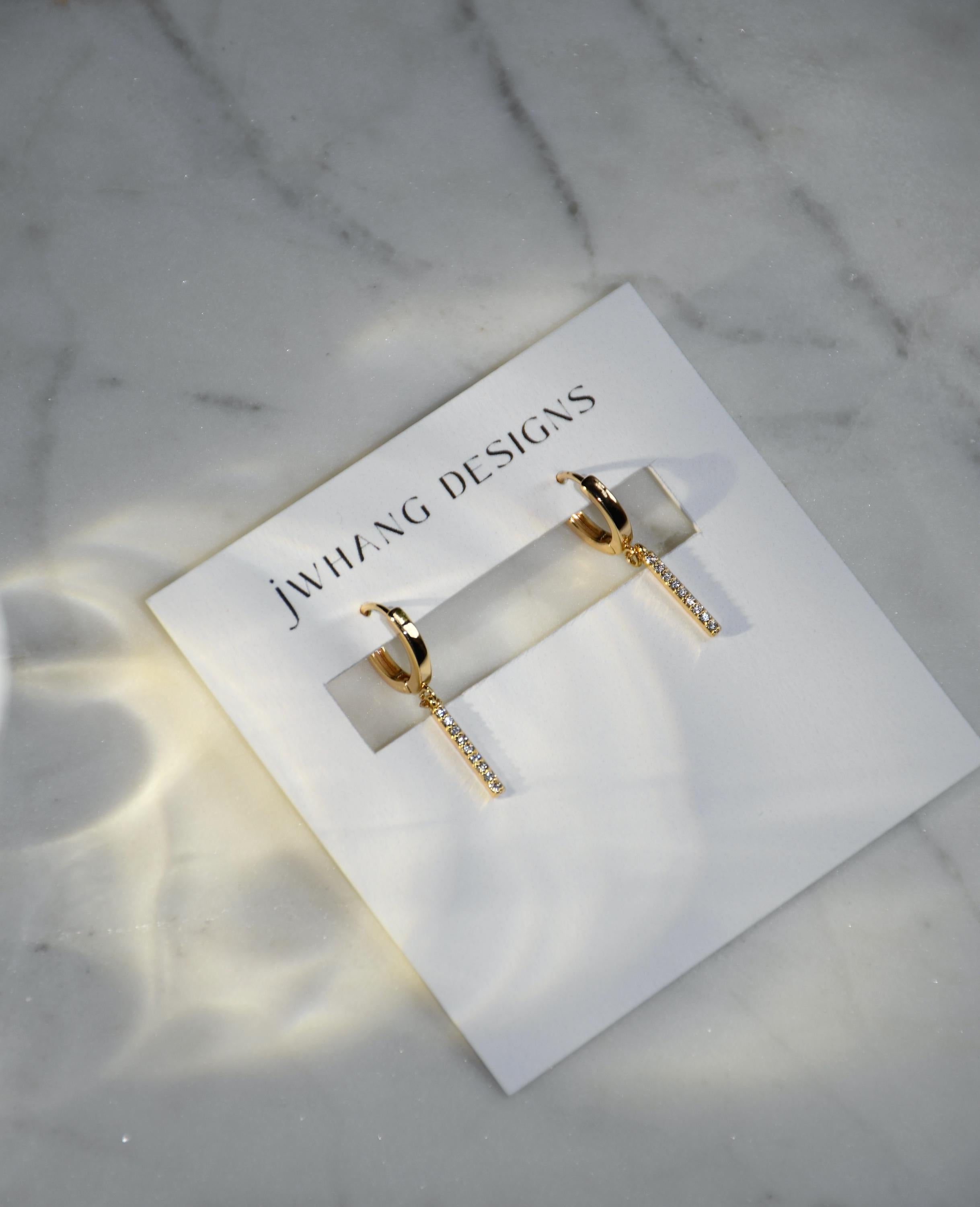 Gold Bar Dangle Hoops