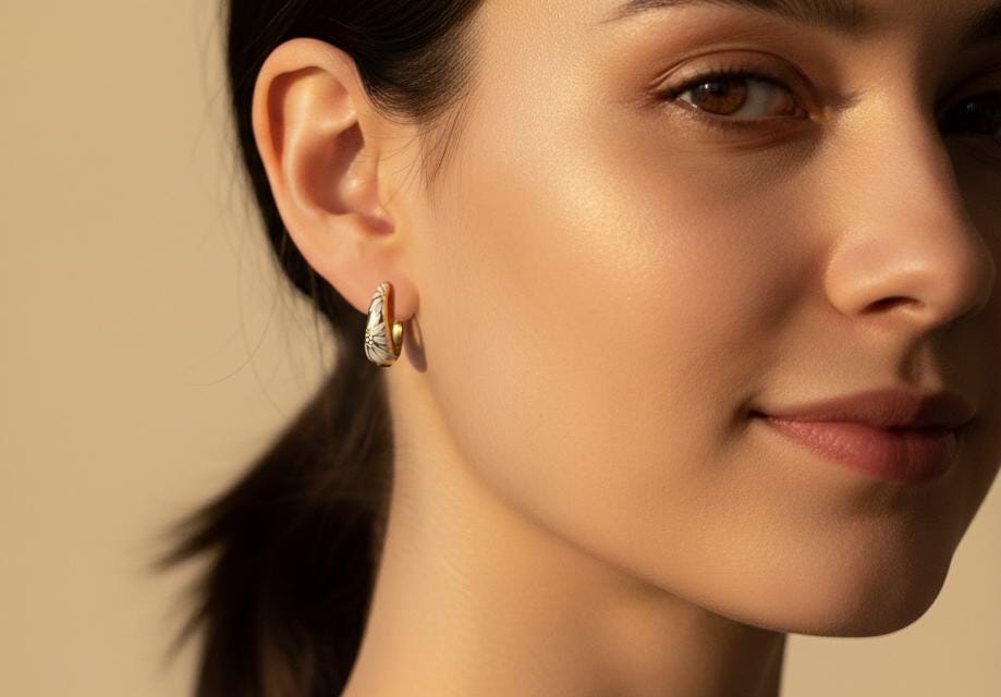 Gold Hand-Painted Taper Hoops