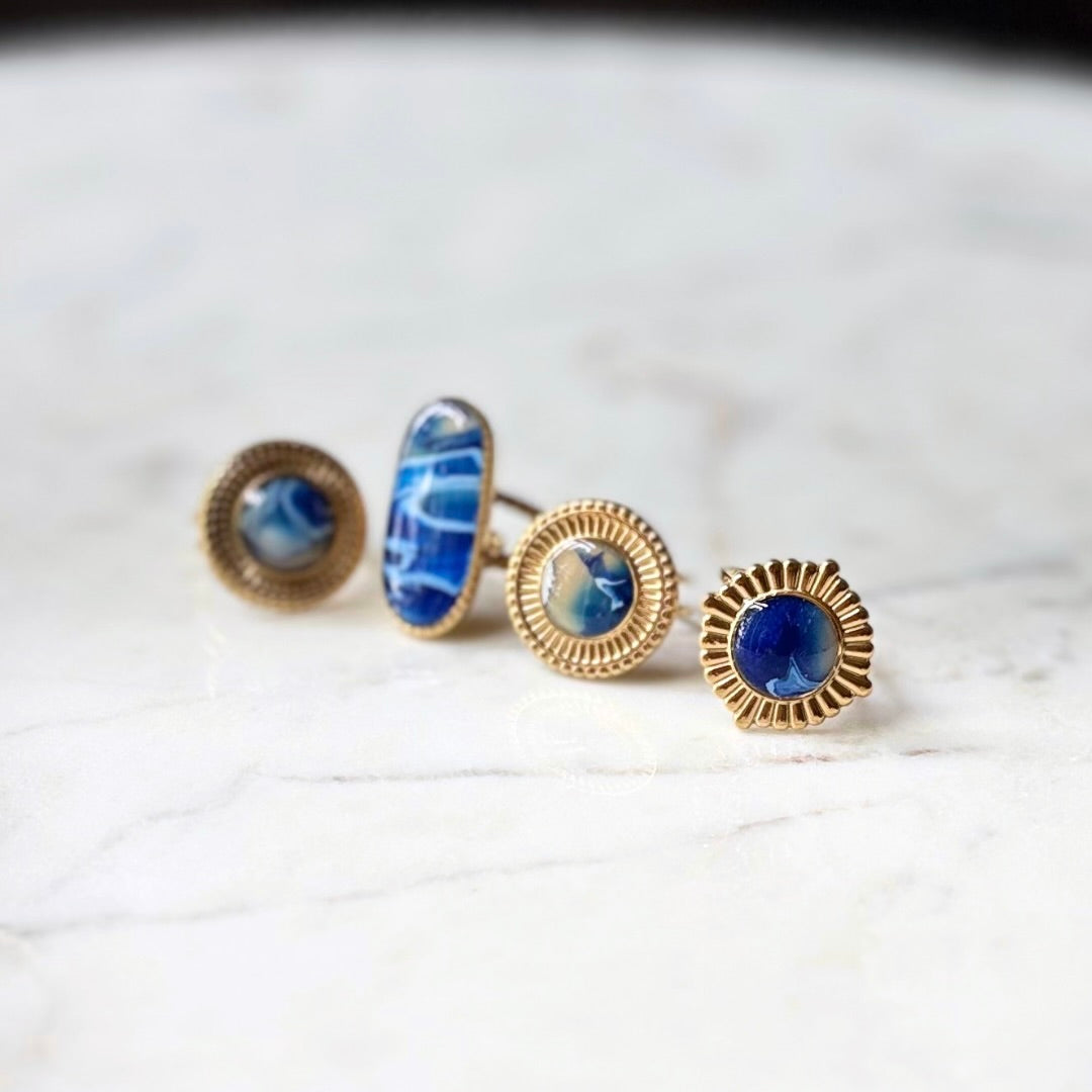 Vintage Gold Marble Sun Ring