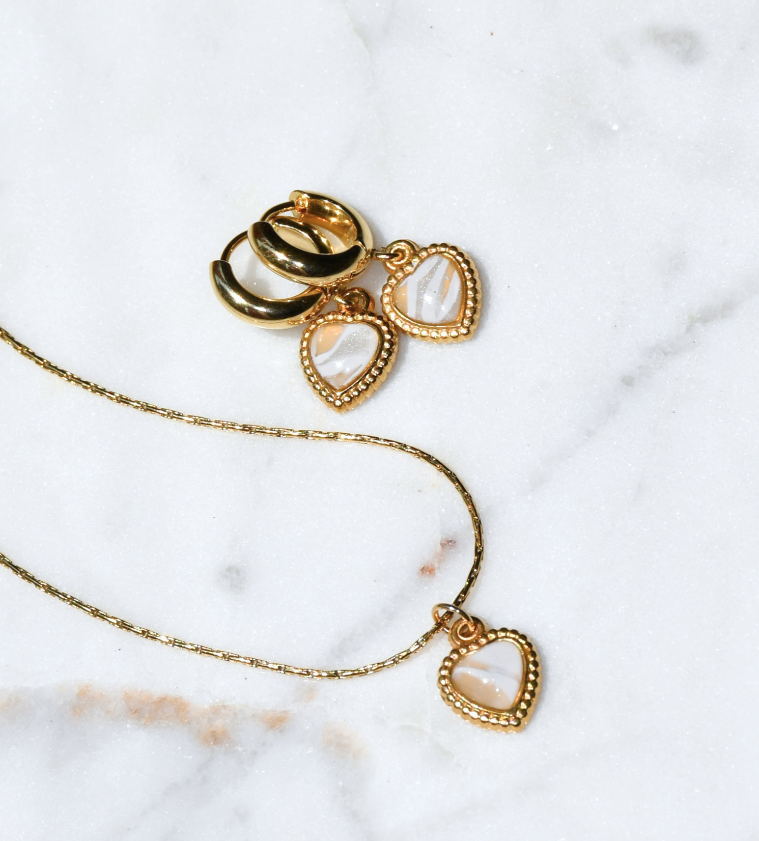 Vintage Marble Heart Earrings