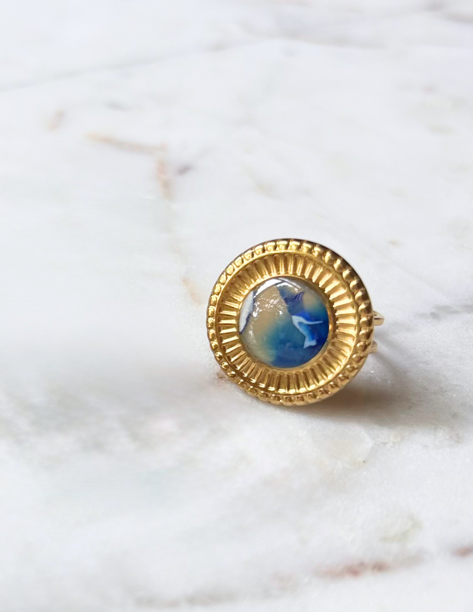 Vintage Gold Marble Sun Ring