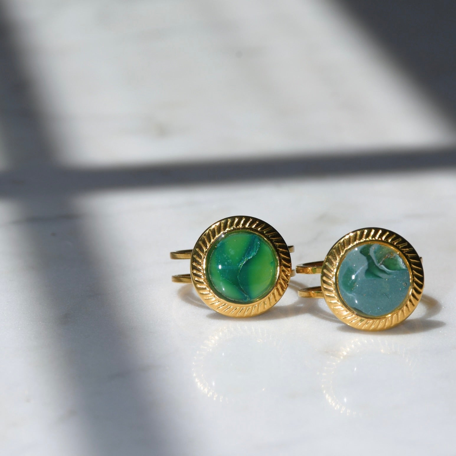 Vintage Gold Halo Marble Ring