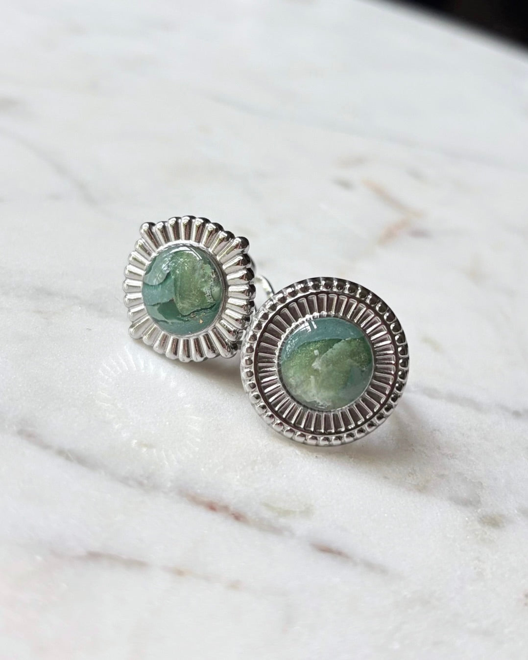 Vintage Silver Marble Sun Ring
